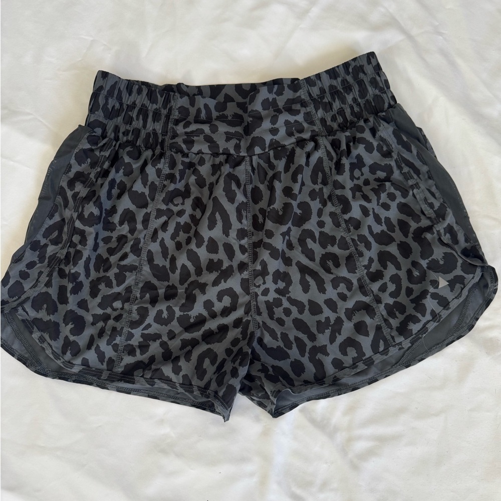 Women's Black Leopard Athletic Shorts